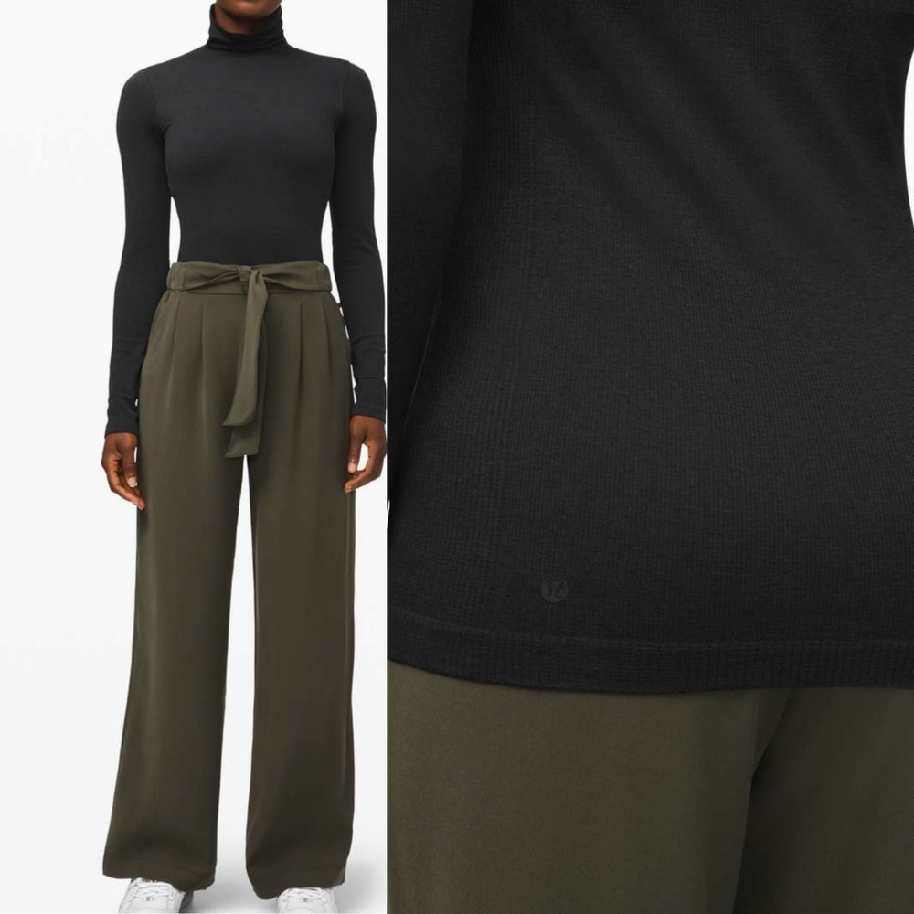 Lululemon Yin Vibes Black Ribbed Long Sleeve Turtleneck Size 6 Minimal Layering - Picture 2 of 13